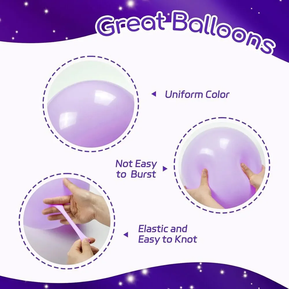 60pcs 12 Inch Purple and Gold Balloons with Metallic Gold Confetti Set